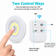 Wireless LED Puck Lights with Remote Control – Set of 3